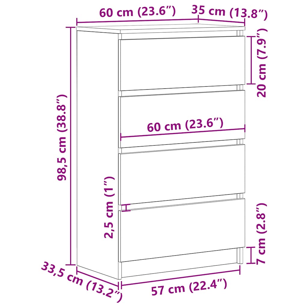 Komoda boja hrasta sonome 60 x 35 x 98,5 cm konstruirano drvo