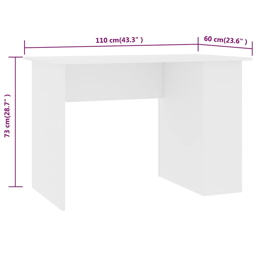 Radni stol bijeli 110 x 60 x 73 cm od iverice