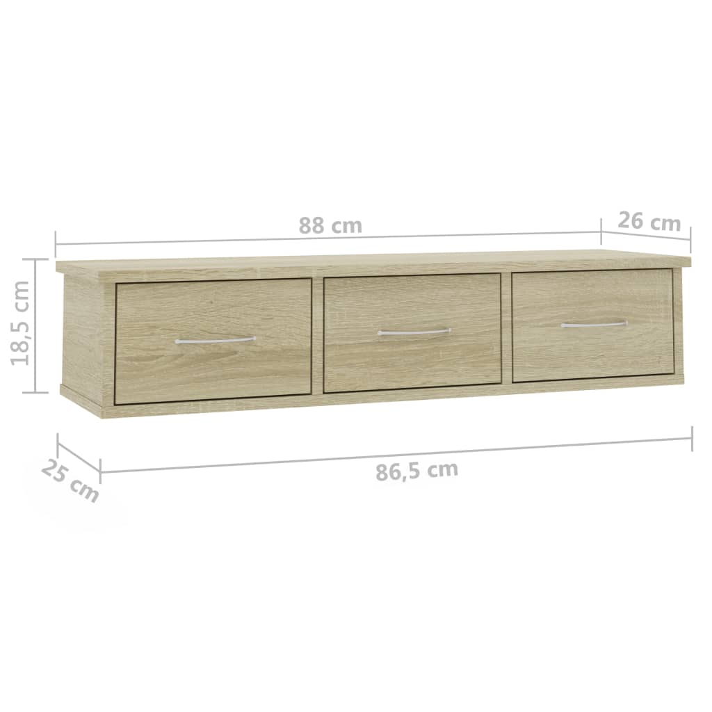 Zidna polica s ladicama 88x26x18,5 cm konstruirano drvo