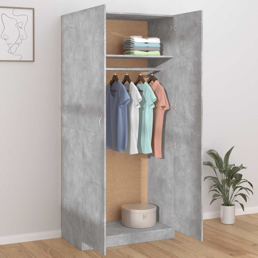 Ormar siva boja betona 90 x 52 x 200 cm od konstruiranog drva