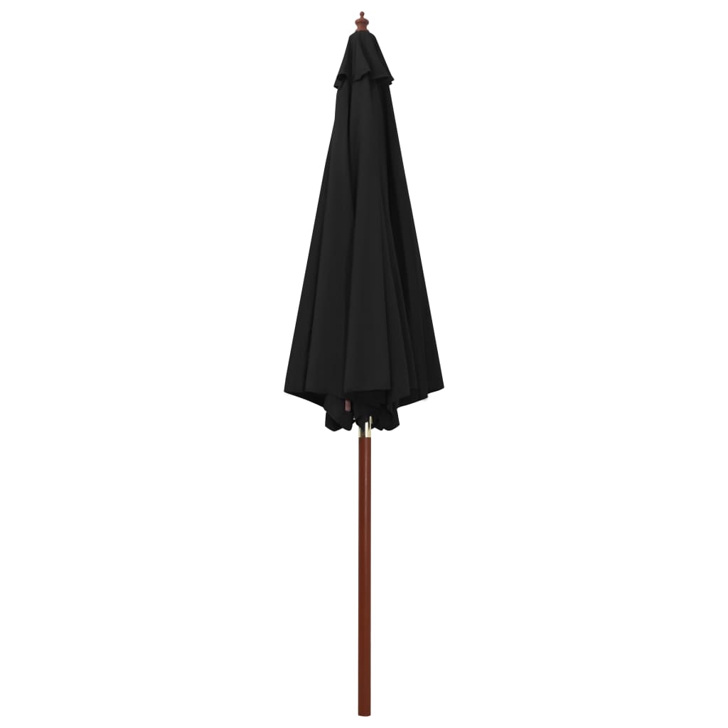 Suncobran s drvenim stupom 300 x 258 cm crni