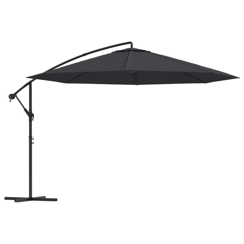 Konzolni vrtni suncobran s aluminijskim stupom 350 cm crni