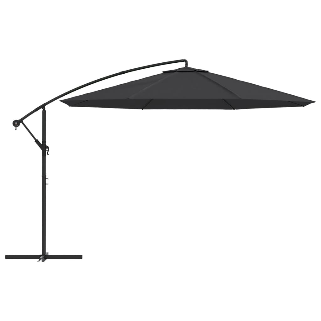 Konzolni vrtni suncobran s aluminijskim stupom 350 cm crni