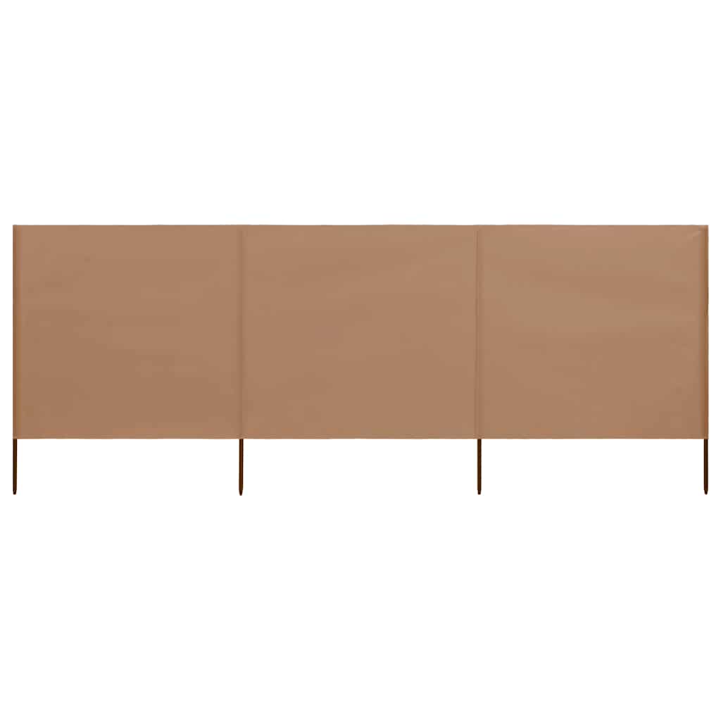 Vjetrobran s 3 panela od tkanine 400 x 80 cm smeđe-sivi
