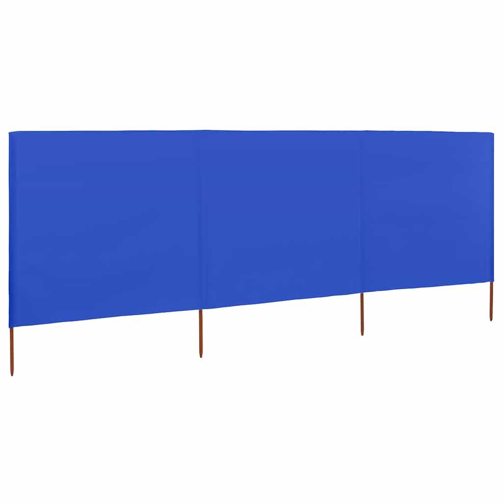 Vjetrobran s 3 panela od tkanine 400 x 120 cm azurno plavi
