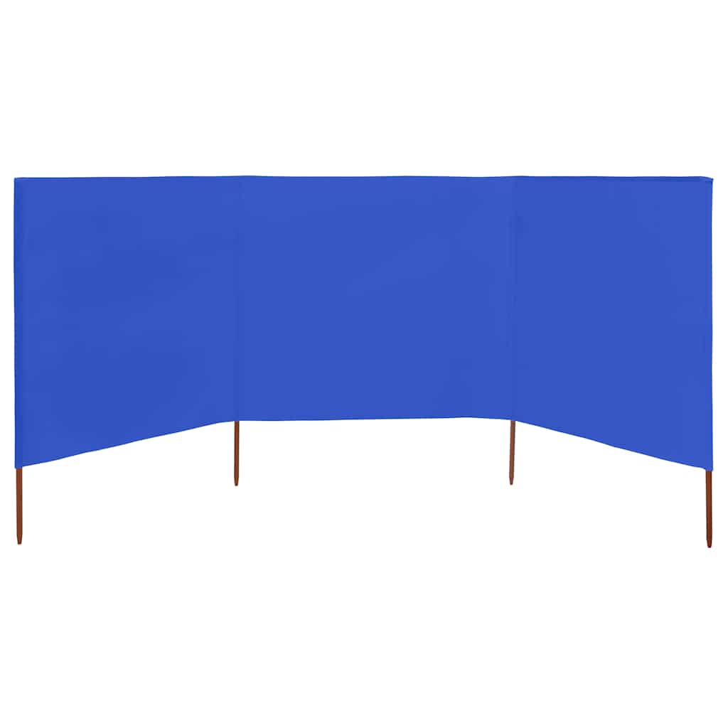 Vjetrobran s 3 panela od tkanine 400 x 120 cm azurno plavi