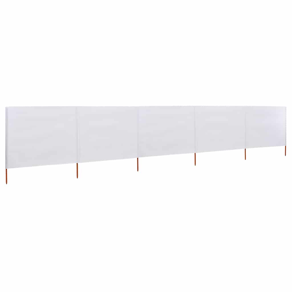 Vjetrobran s 5 panela od tkanine 600 x 80 cm pješčano bijeli