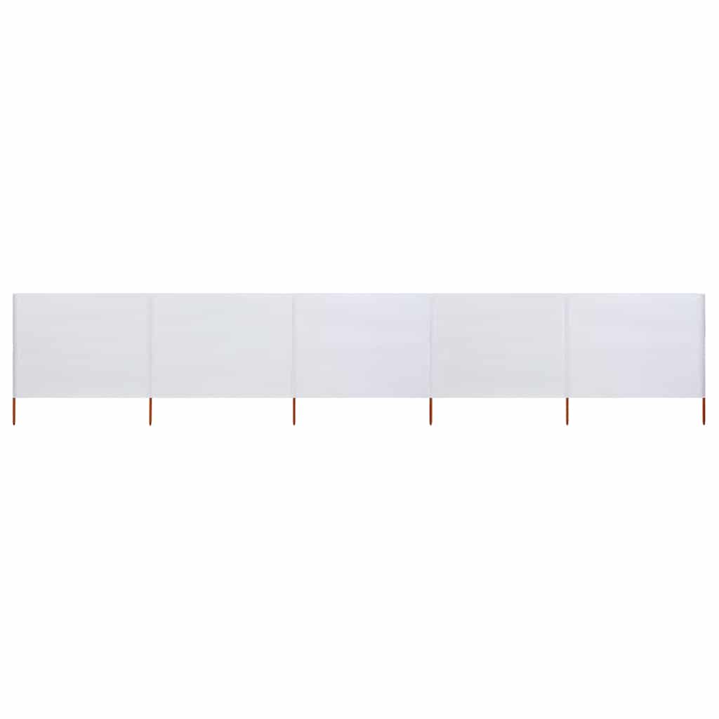 Vjetrobran s 5 panela od tkanine 600 x 120 cm pješčano bijeli