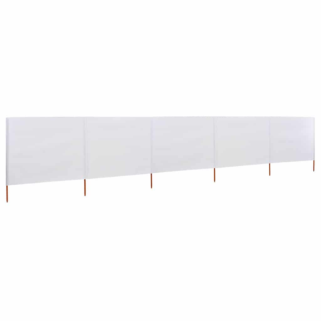 Vjetrobran s 5 panela od tkanine 600 x 120 cm pješčano bijeli