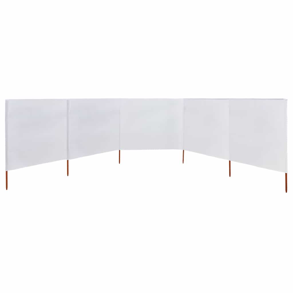Vjetrobran s 5 panela od tkanine 600 x 120 cm pješčano bijeli