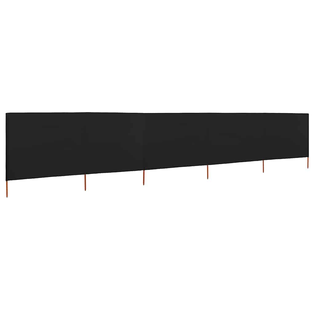 Vjetrobran s 5 panela od tkanine 600 x 120 cm crni