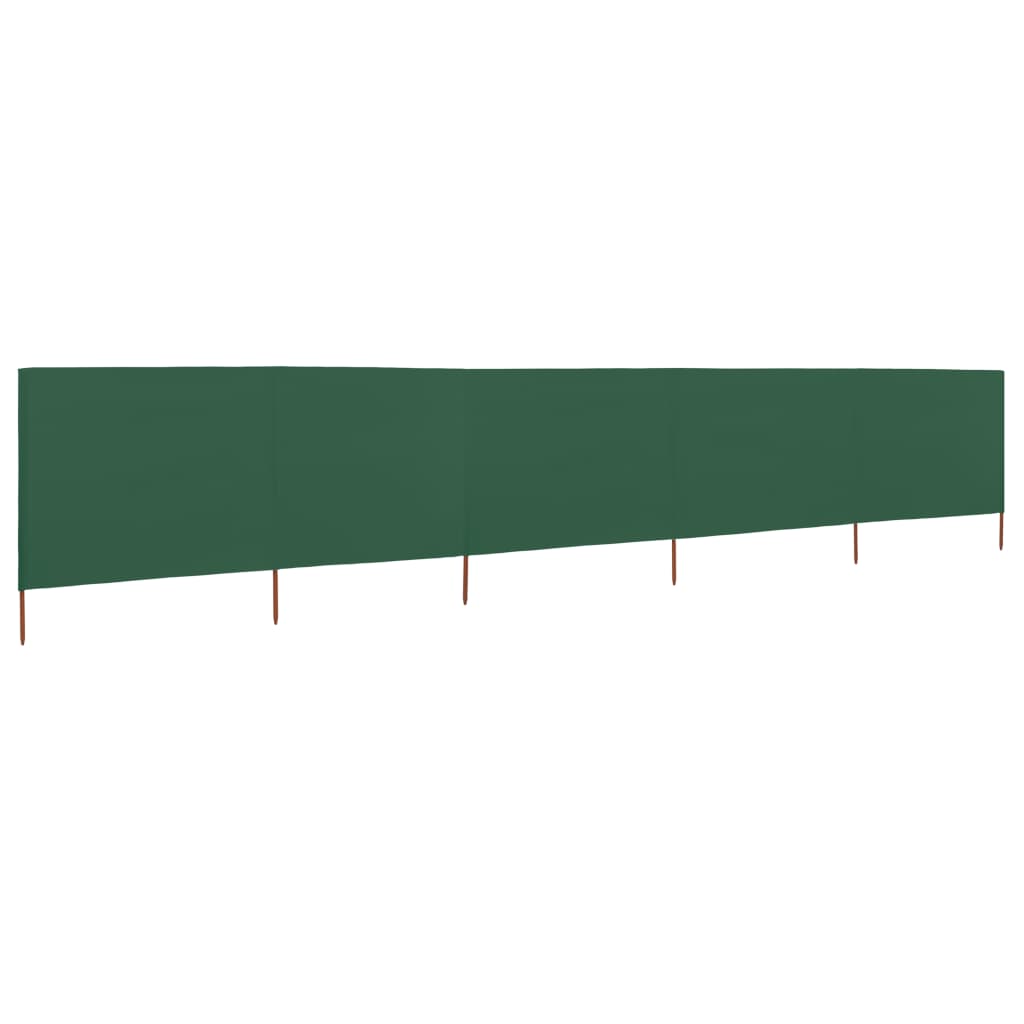 Vjetrobran s 5 panela od tkanine 600 x 160 cm zeleni