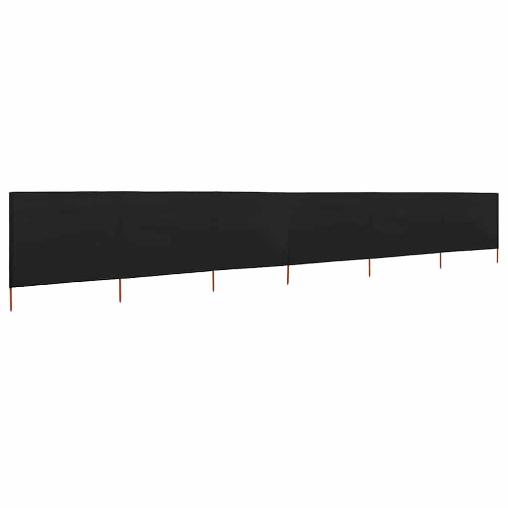 Vjetrobran sa 6 panela od tkanine 800 x 160 cm crni