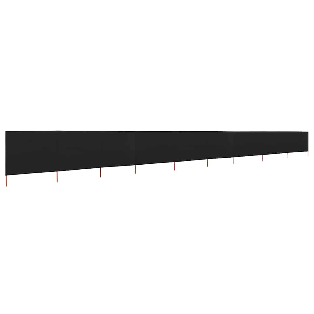 Vjetrobran s 9 panela od tkanine 1200 x 160 cm crni
