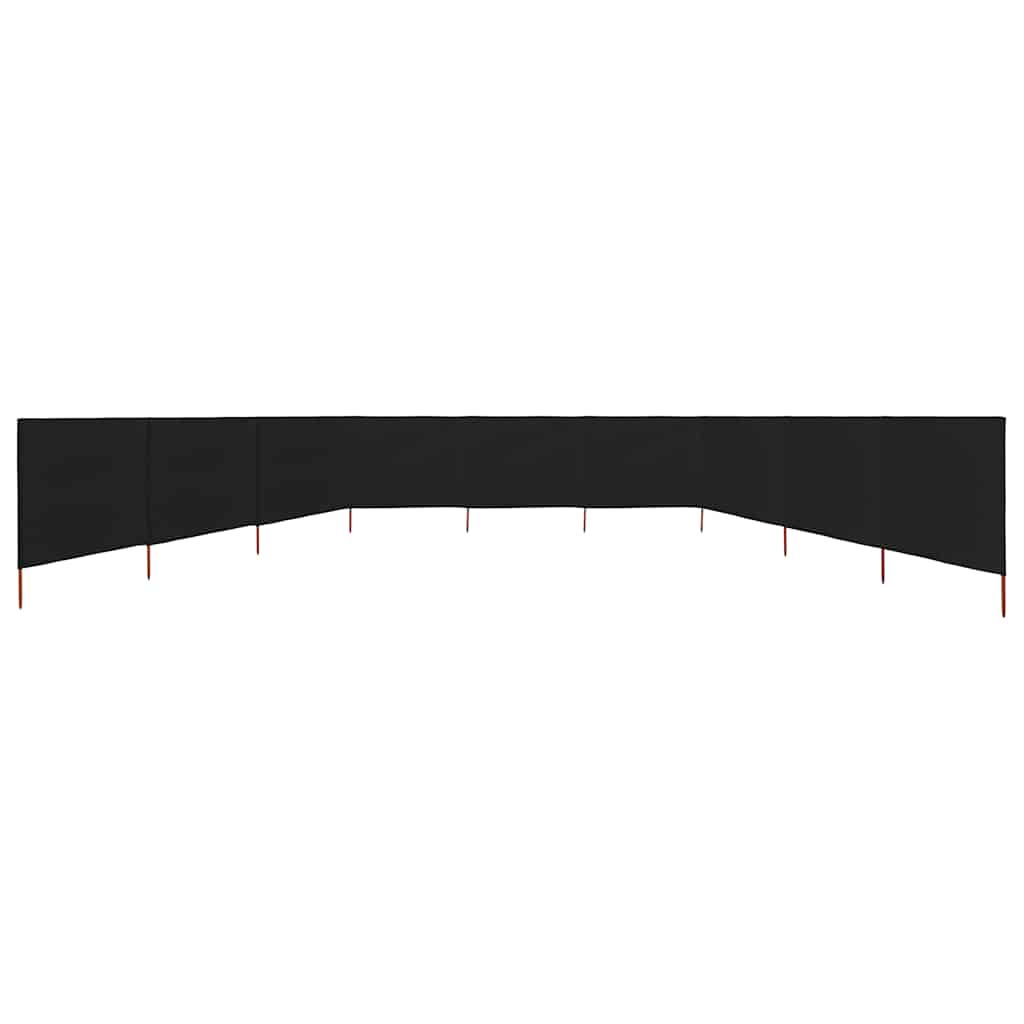 Vjetrobran s 9 panela od tkanine 1200 x 160 cm crni