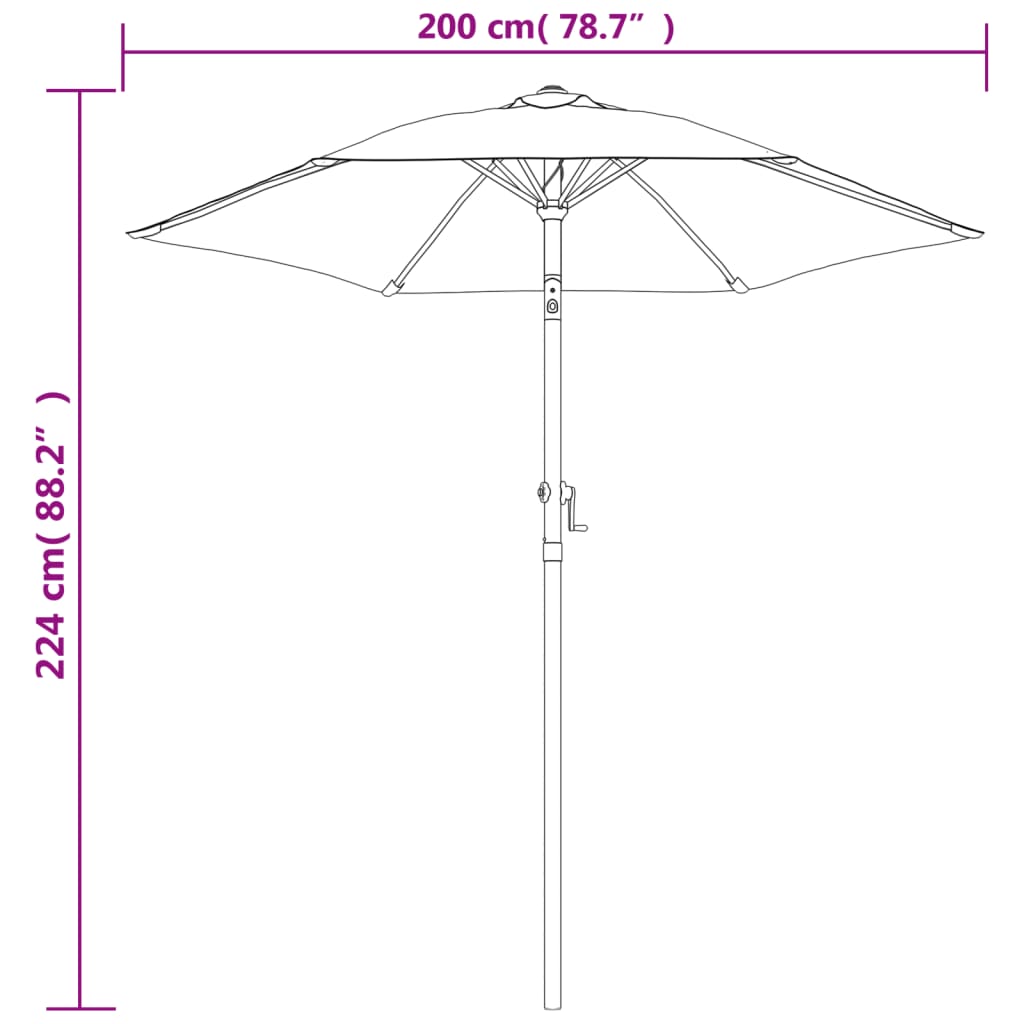 Suncobran smeđe-sivi 200 x 224 cm aluminijski