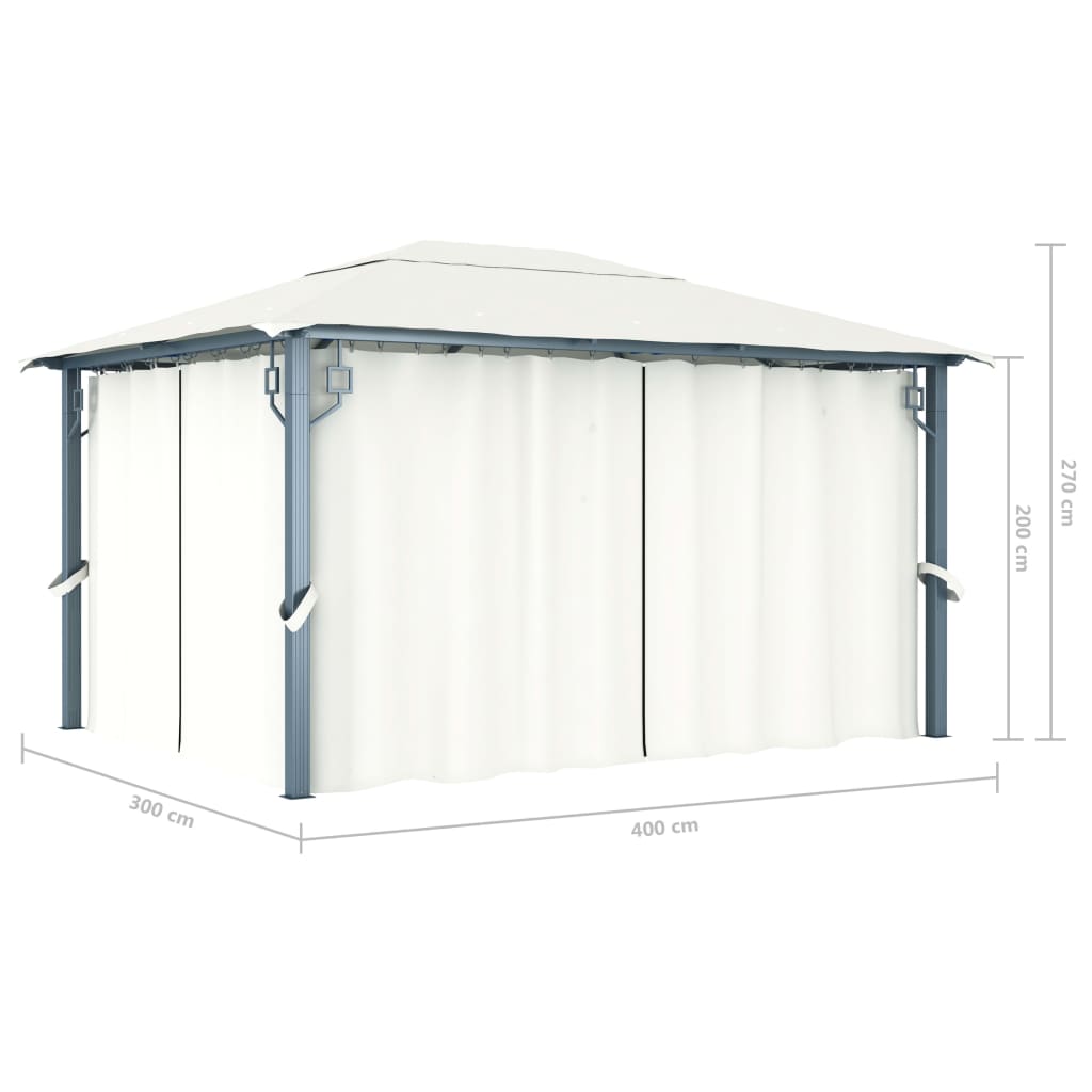 Sjenica sa zastorom 400 x 300 cm krem aluminijum