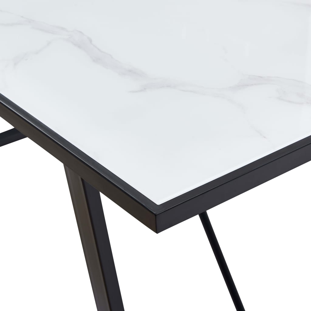Blagovaonski stol bijeli 160 x 80 x 75 cm od kaljenog stakla