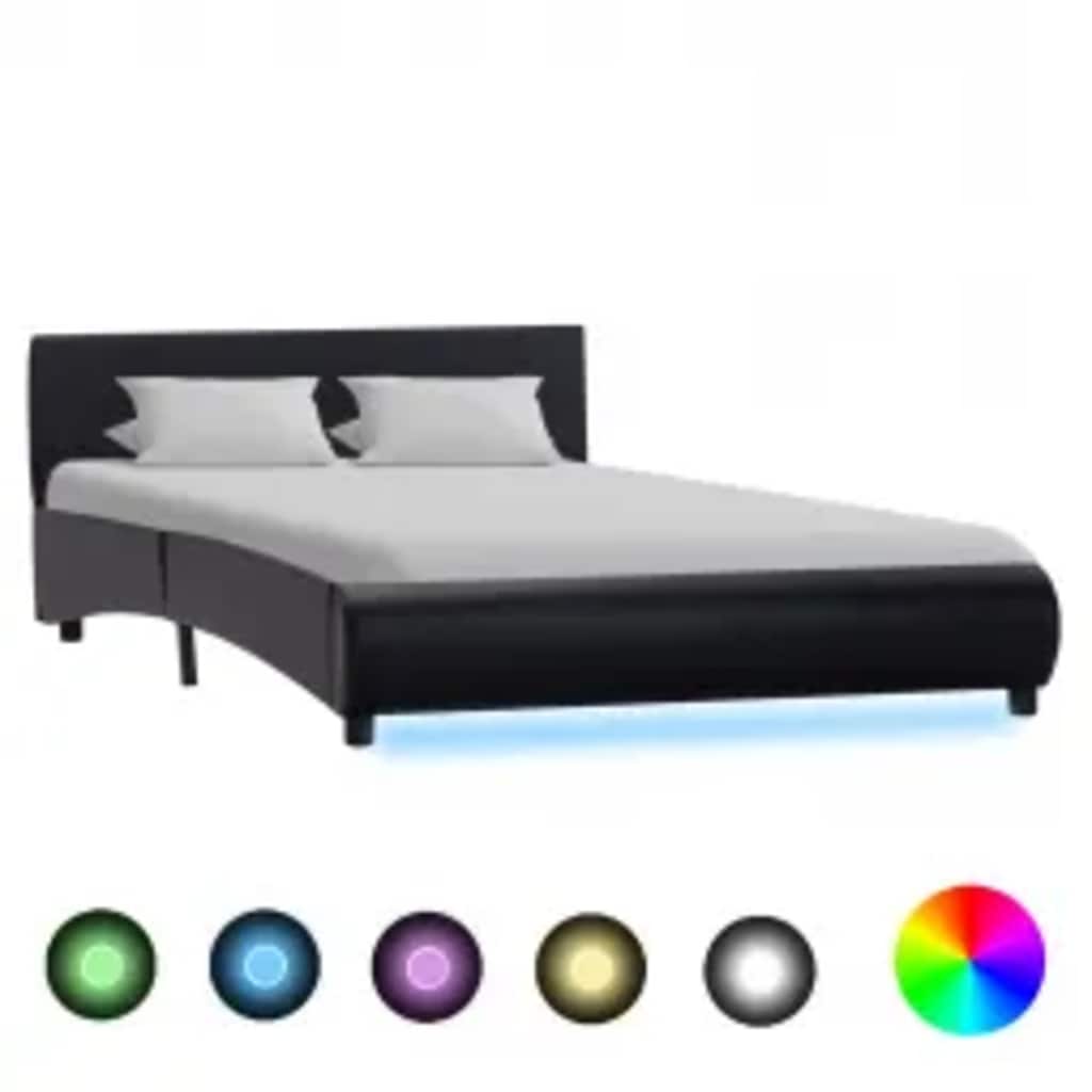 Okvir za krevet od umjetne kože s LED svjetlom crni 140x200 cm
