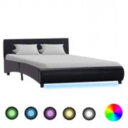 Okvir za krevet od umjetne kože s LED svjetlom crni 140x200 cm