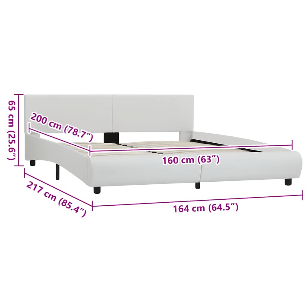 Okvir za krevet od umjetne kože LED bijeli 160 x 200 cm