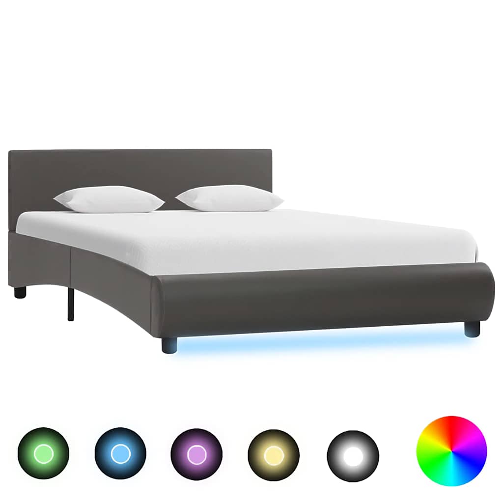 Okvir za krevet od umjetne kože s LED svjetlom sivi 120x200 cm