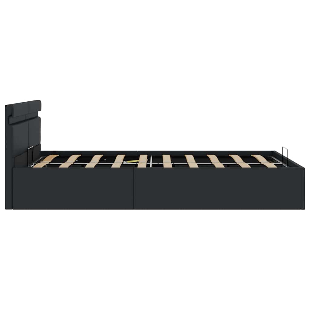 Hidraulični okvir za krevet od umjetne kože LED crni 140x200 cm