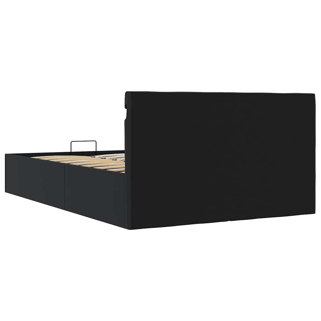 Hidraulični okvir za krevet od umjetne kože LED crni 140x200 cm