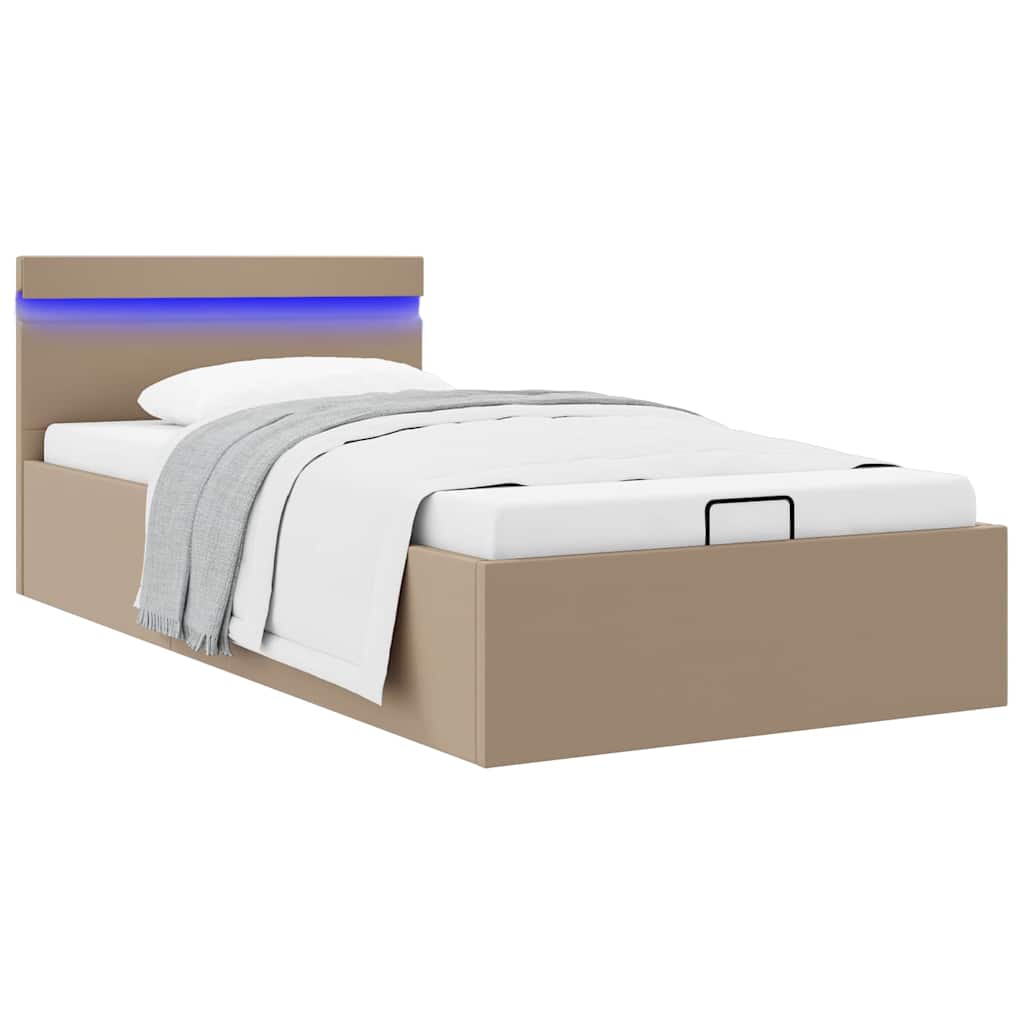 Hidraulični okvir za krevet LED boja cappuccina 90 x 200 cm