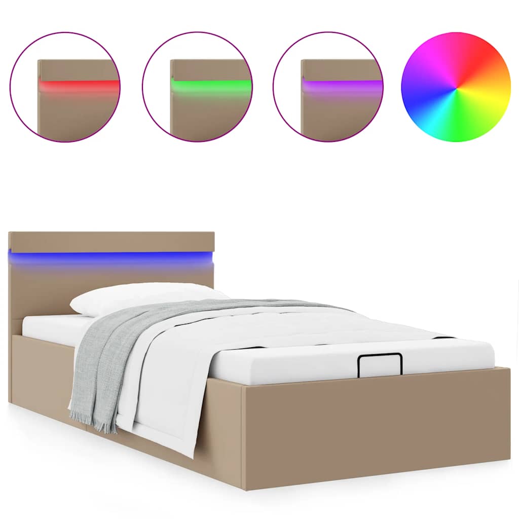Hidraulični okvir za krevet LED boja cappuccina 100 x 200 cm