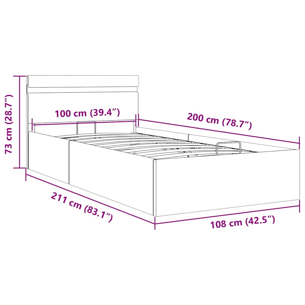 Hidraulični okvir za krevet LED boja cappuccina 100 x 200 cm