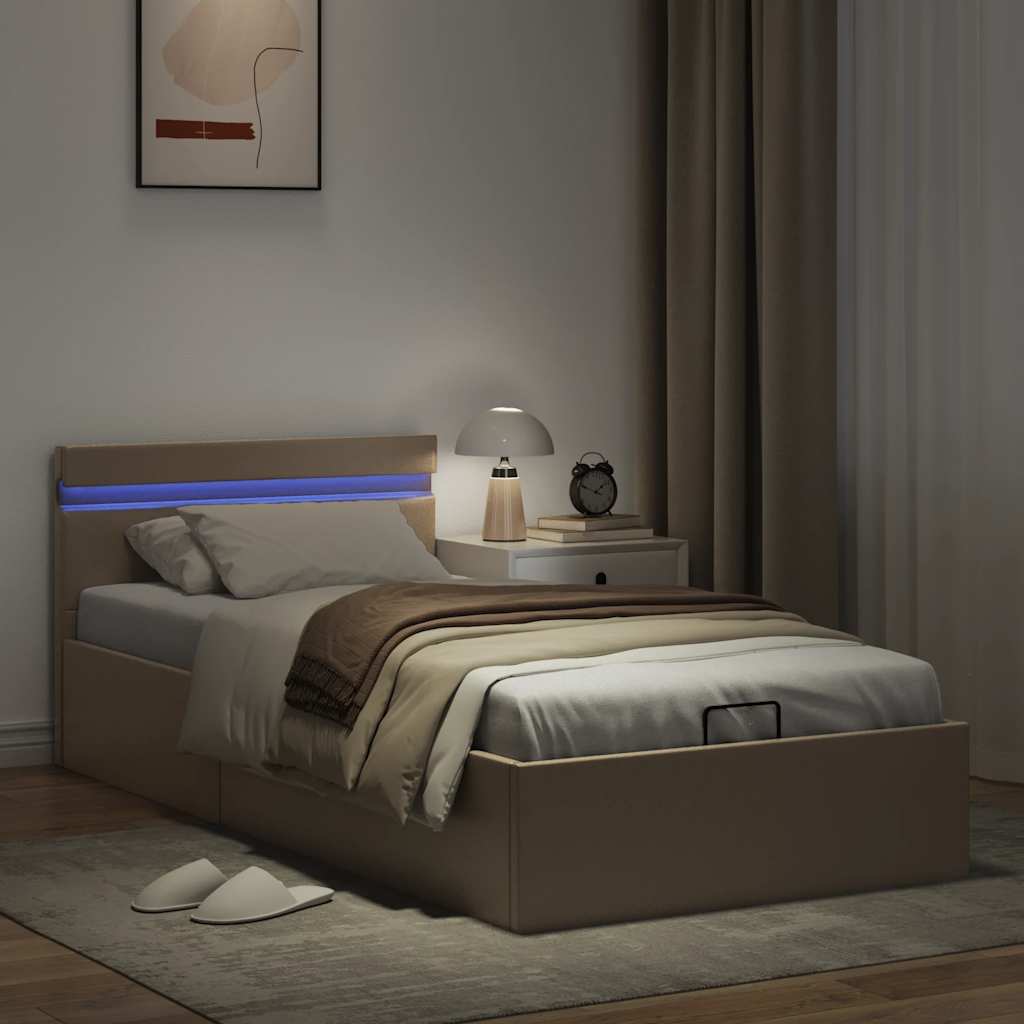 Hidraulični okvir za krevet LED boja cappuccina 100 x 200 cm