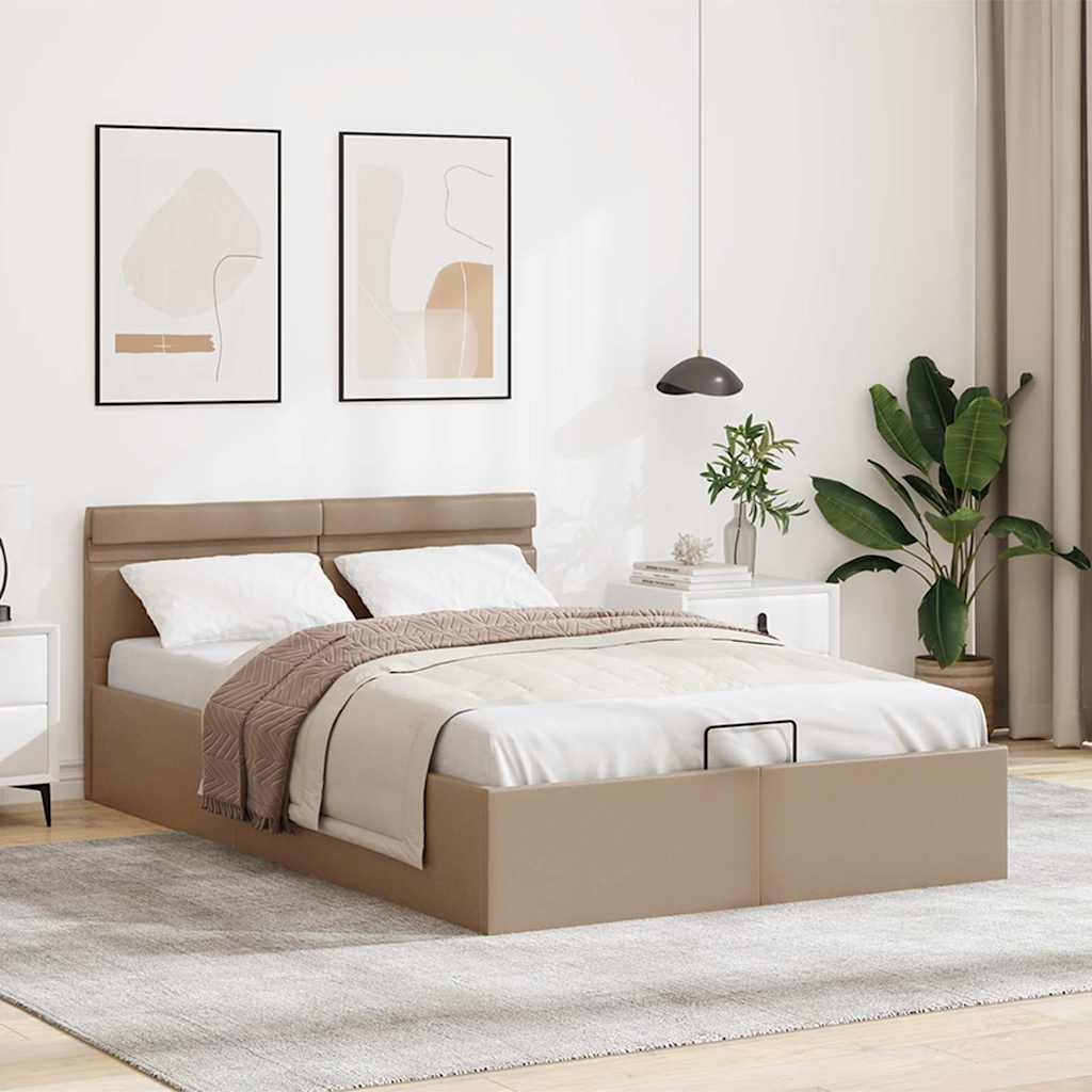 Hidraulični okvir za krevet LED boja cappuccina 140 x 200 cm