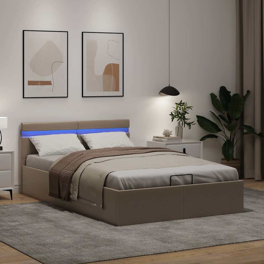 Hidraulični okvir za krevet LED boja cappuccina 140 x 200 cm