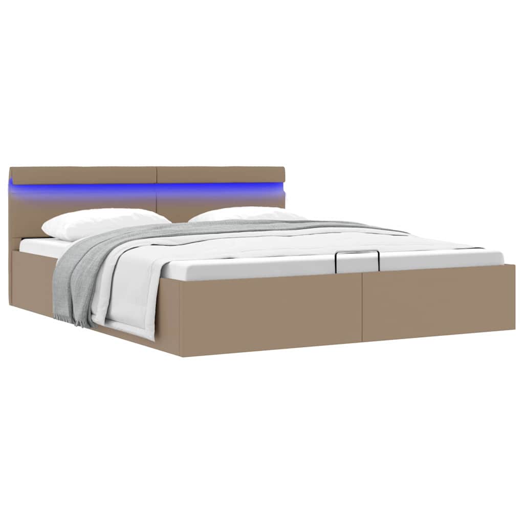 Hidraulični okvir za krevet LED boja cappuccina 180 x 200 cm