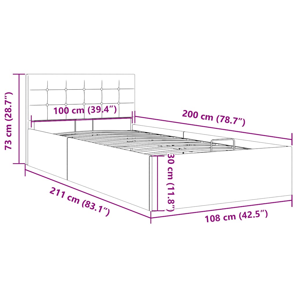 Hidraulični okvir za krevet od tkanine smeđe-sivi 100 x 200 cm