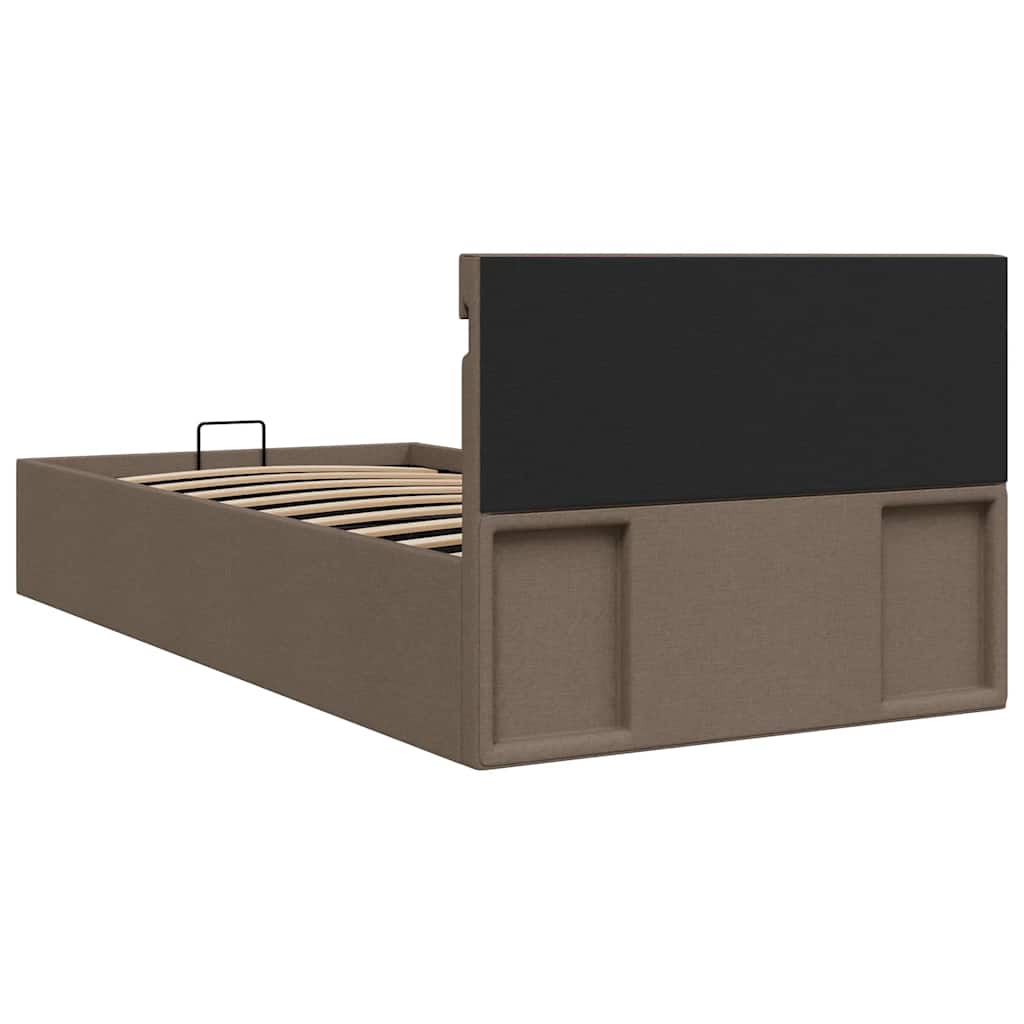Hidraulični okvir za krevet od tkanine LED smeđe-sivi 90x200 cm