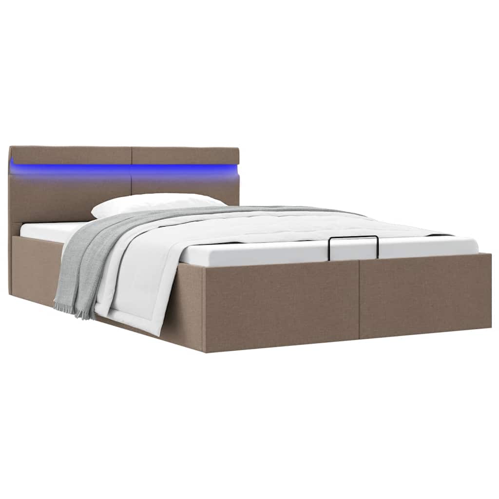 Hidraulični okvir za krevet LED od tkanine smeđesivi 100x200 cm