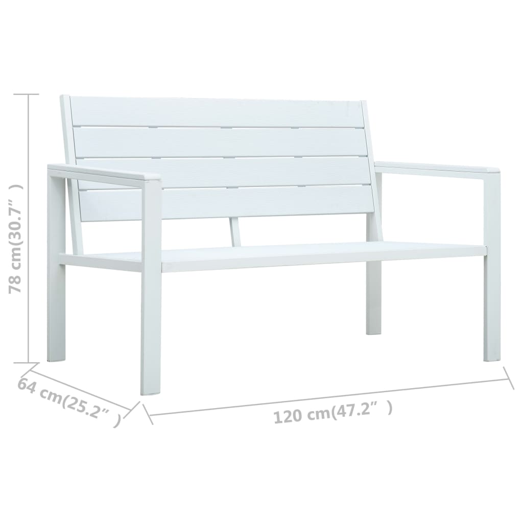 Vrtna klupa 120 cm HDPE bijela s izgledom drva