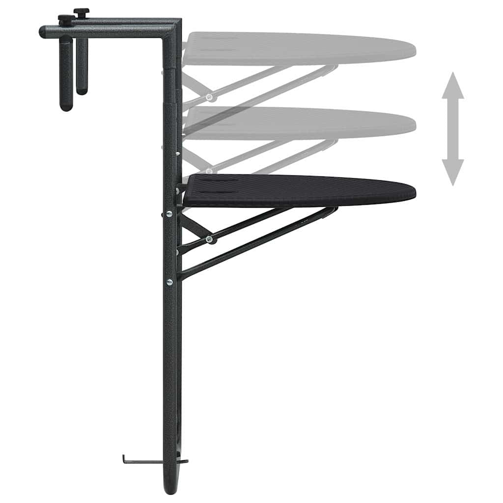 Viseći balkonski stol crni 60 x 64 x 83,5 cm plastični