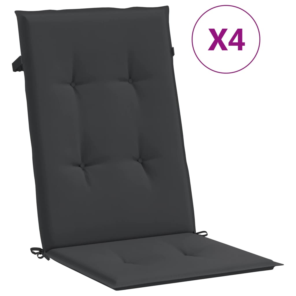 Jastuci za vrtne stolice 4 kom crni 120 x 50 x 3 cm od tkanine
