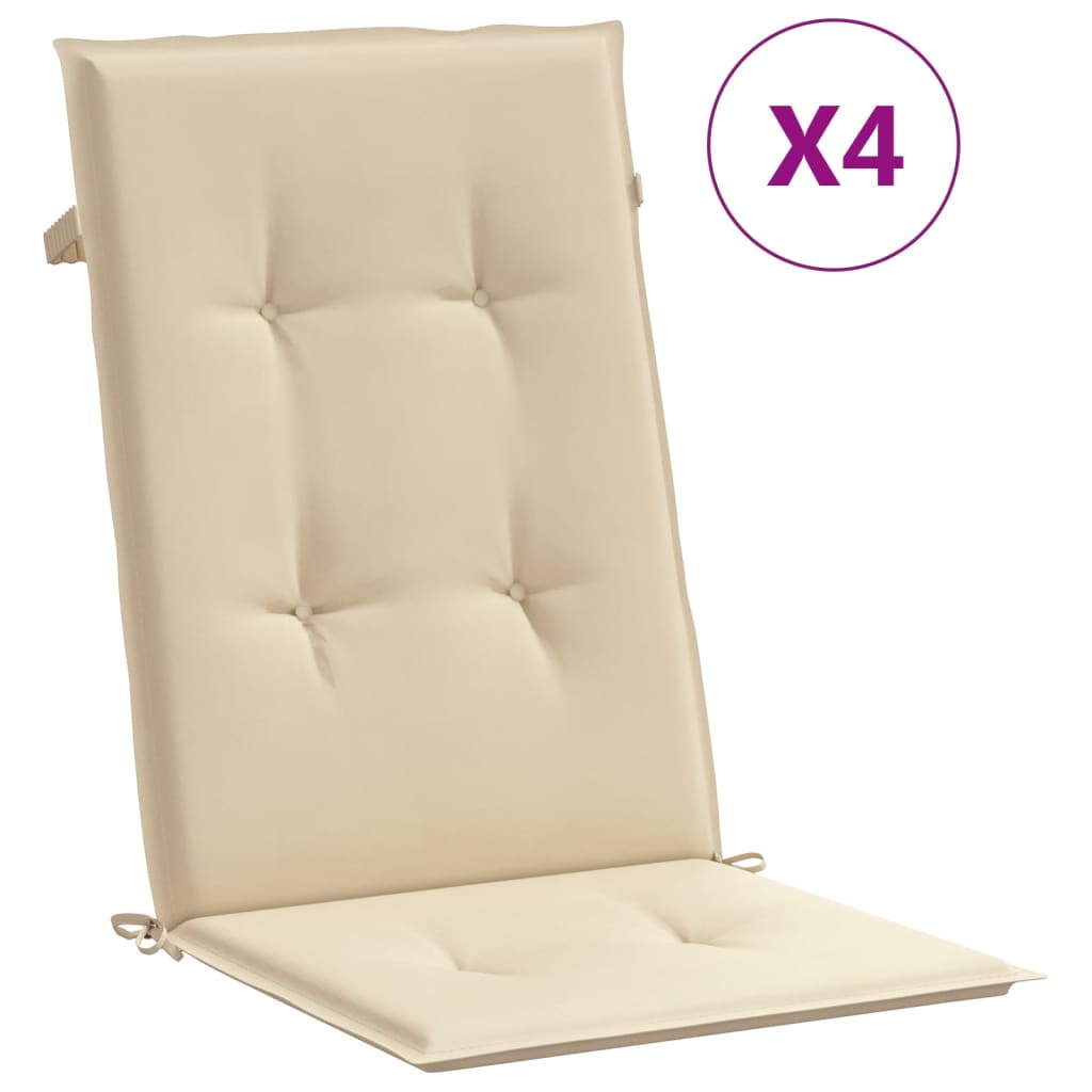 Jastuci za vrtne stolice 4 kom bež 120 x 50 x 3 cm od tkanine