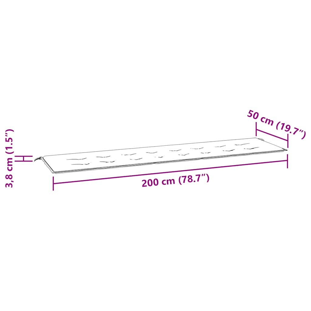 Jastuk za vrtnu klupu sivi 200x50x4 cm od tkanine Oxford