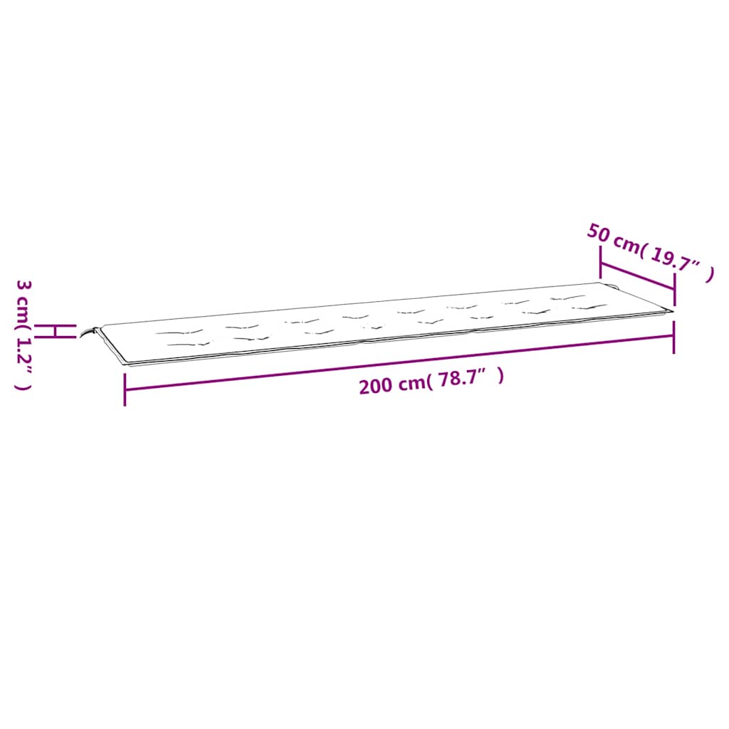 Jastuk za vrtnu klupu plavi 200 x 50 x 3 cm od tkanine Oxford