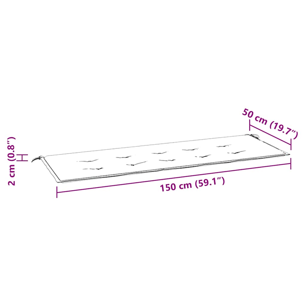 Jastuk za vrtnu klupu bež 150x50x2 cm od tkanine Oxford