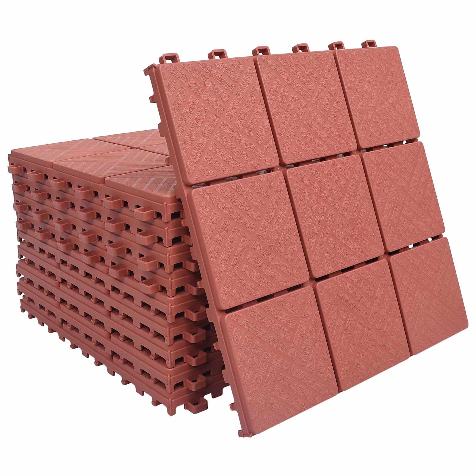 Pločice za decking 10 pcs Crvena 30,5 x 30,5 x 2,2 cm