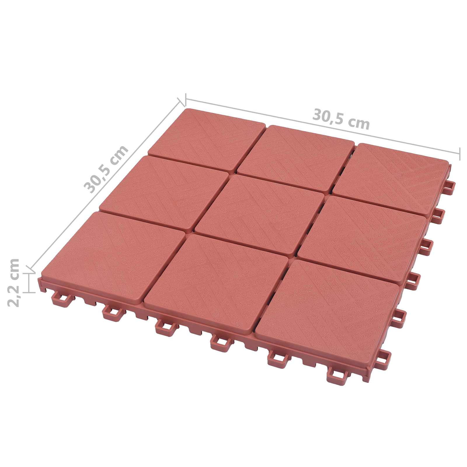 Pločice za decking 10 pcs Crvena 30,5 x 30,5 x 2,2 cm