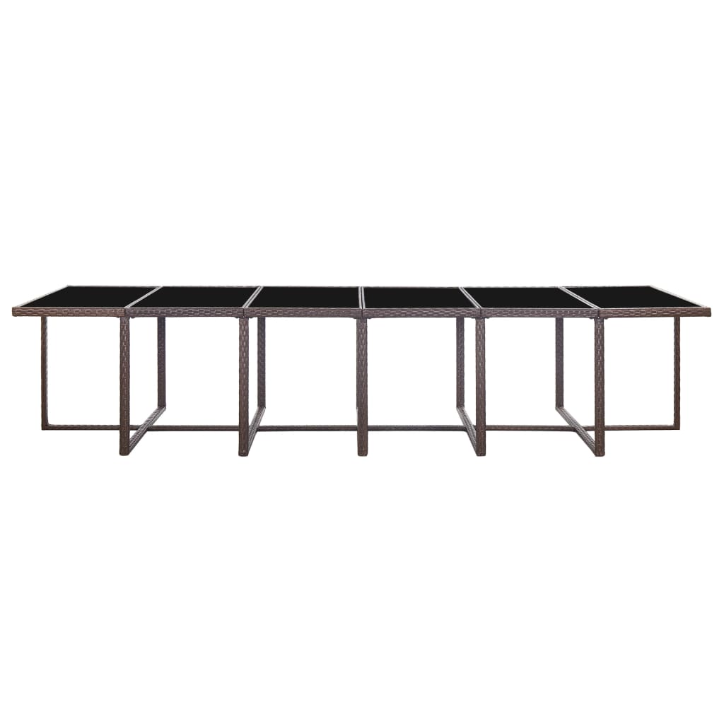 17-dijelni vrtni blagovaonski set od poliratana smeđi