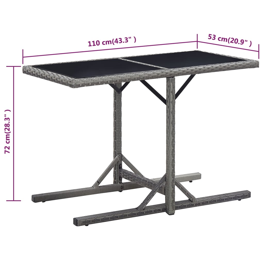 Vrtni stol antracit 110 x 53 x 72 cm stakleni i poliratan