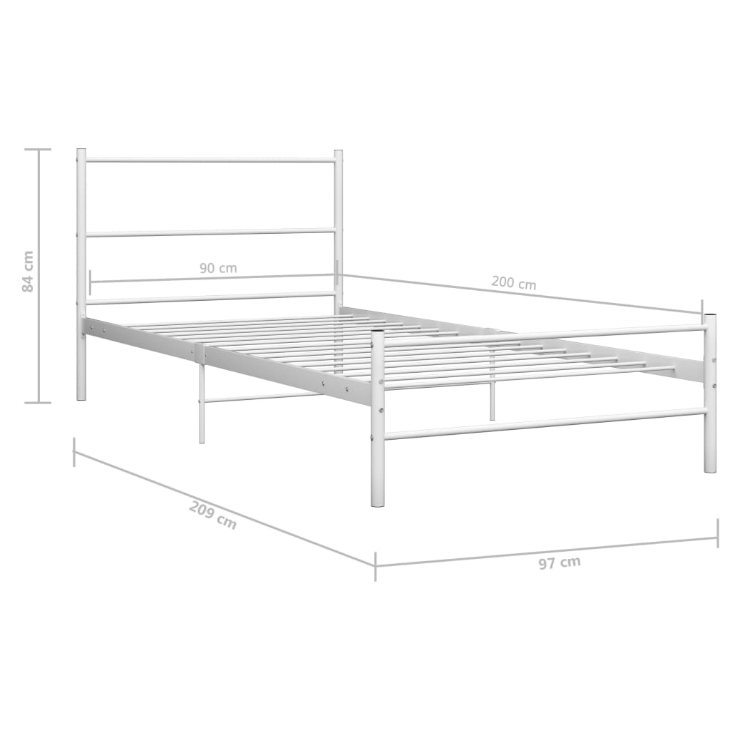 Okvir kreveta bijeli metalni 90 x 200 cm